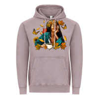 Vintage Zinc Fall afro woman with coffee Vintage Hoodie - RanaPortraitStore