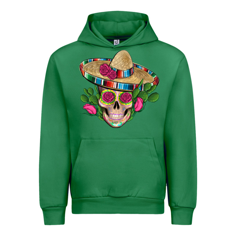 Mexican Skull Sombrero Roses Cactus Serape Urban Hoodie by Artiststas | Teevron