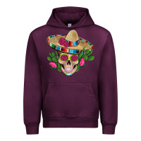 Mauve Wine mexican skull sombrero roses cactus serape Urban Hoodie - Artiststas
