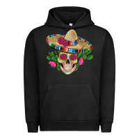 Pigment Black mexican skull sombrero roses cactus serape Urban Hoodie - Artiststas