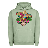 Pigment Oil Green mexican skull sombrero roses cactus serape Urban Hoodie - Artiststas