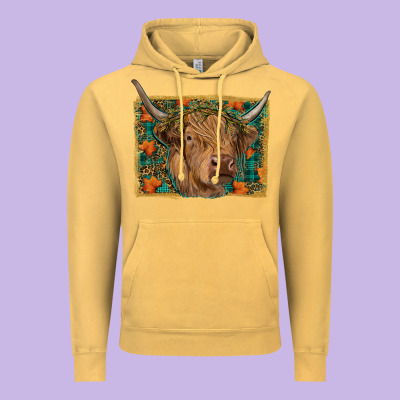 Fall Cow Vintage Hoodie Designed By Ranaportraitstore