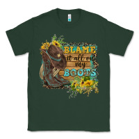 Sports Green Blame It All On My Boots Classic Tee - FaDigitalArtStudio