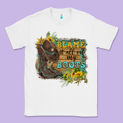 Blame It All On My Boots Classic Tee Designed By Fadigitalartstudio