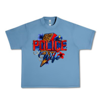 Pebble Blue police wife with lightning bolt Urban Heavy Tee - Zillion Design Studio