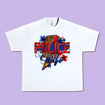 Police Wife With Lightning Bolt Urban Heavy Tee Designed By Zillion Design Studio
