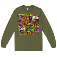 Army Green mardi gras leopard horse seamless pattern Long Sleeve Tee - FaDigitalArtStudio