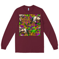 Burgundy mardi gras leopard horse seamless pattern Long Sleeve Tee - FaDigitalArtStudio