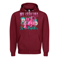 Burgundy Breast Cancer My Grandma Is A Fighter Zipper Hoodie - Artiststas