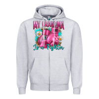Heather Grey Breast Cancer My Grandma Is A Fighter Zipper Hoodie - Artiststas