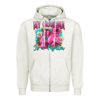 Oatmeal Heather Breast Cancer My Grandma Is A Fighter Zipper Hoodie - Artiststas