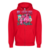 Red Breast Cancer My Grandma Is A Fighter Zipper Hoodie - Artiststas