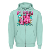 Seafoam Breast Cancer My Grandma Is A Fighter Zipper Hoodie - Artiststas