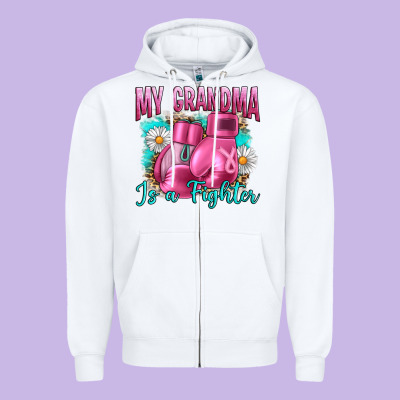 Breast Cancer My Grandma Is A Fighter Zipper Hoodie Designed By Artiststas