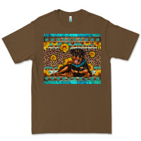 Cacao Rottweiler with western background Premium Tee - Artiststas
