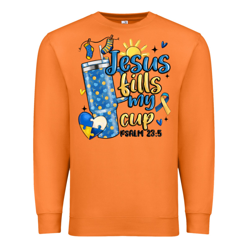 Down Syndrome Jesus Fills My Cup Premium Sweatshirt by MaliasSmallBusiness | Teevron
