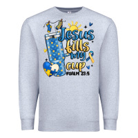 Heather Grey down syndrome jesus fills my cup Premium Sweatshirt - MaliasSmallBusiness