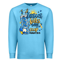 Ocean Blue down syndrome jesus fills my cup Premium Sweatshirt - MaliasSmallBusiness