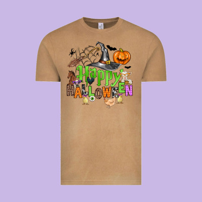 Happy Halloween Farm Animals Vintage Tee Designed By Zillion Design Studio