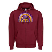 Burgundy witchy gnome rainbow Zipper Hoodie - BundleAndBundleShop