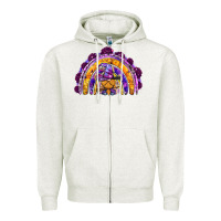 Oatmeal Heather witchy gnome rainbow Zipper Hoodie - BundleAndBundleShop