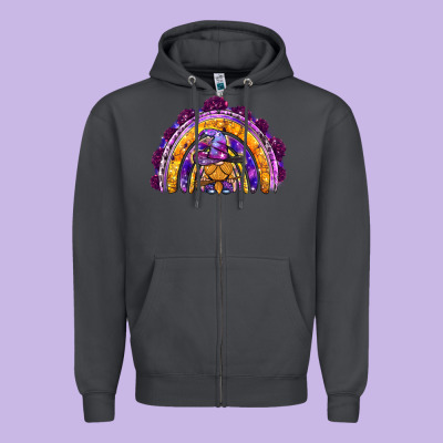 Witchy Gnome Rainbow Zipper Hoodie Designed By Bundleandbundleshop