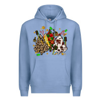 Colony Blue hair stylist with christmas tree Premium Hoodie - MaliasSmallBusiness