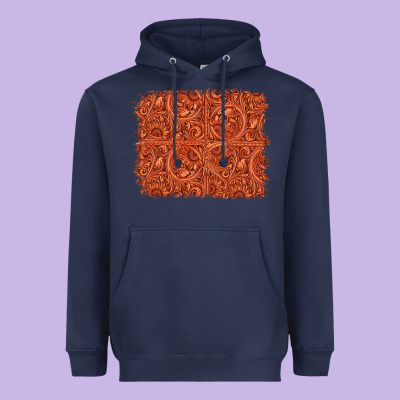 Serape Turquoise  Leather Background Heavyweight Hoodie Designed By Jasminsmagicworld