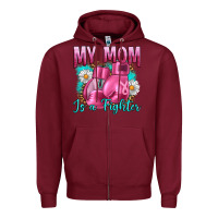 Burgundy Breast Cancer My Mom Is A Fighter Zipper Hoodie - Artiststas