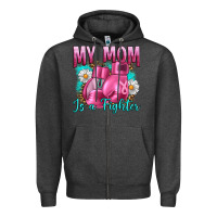 Charcoal Heather Breast Cancer My Mom Is A Fighter Zipper Hoodie - Artiststas