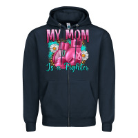 Navy Breast Cancer My Mom Is A Fighter Zipper Hoodie - Artiststas