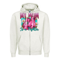 Oatmeal Heather Breast Cancer My Mom Is A Fighter Zipper Hoodie - Artiststas