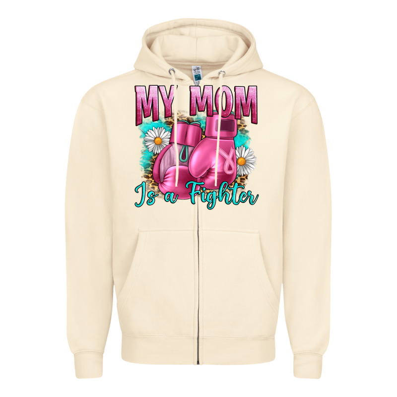 Breast Cancer My Mom Is A Fighter Zipper Hoodie by Artiststas | Teevron