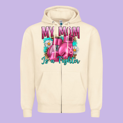Breast Cancer My Mom Is A Fighter Zipper Hoodie Designed By Artiststas
