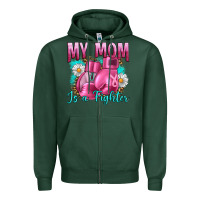 Sports Green Breast Cancer My Mom Is A Fighter Zipper Hoodie - Artiststas