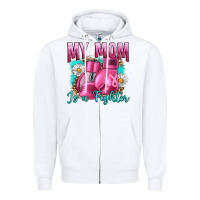 White Breast Cancer My Mom Is A Fighter Zipper Hoodie - Artiststas