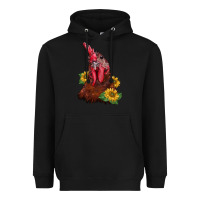 Black rooster sunflower Heavyweight Hoodie - BarkalooDesign