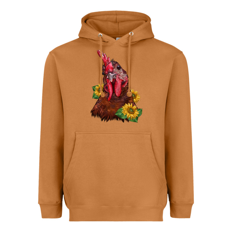 Rooster Sunflower Heavyweight Hoodie by BarkalooDesign | Teevron