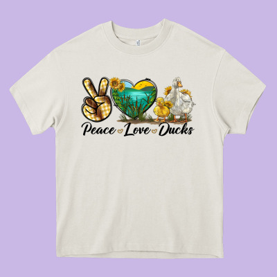 Peace Love Ducks Heavy Core Tee Designed By Lillyallendesigns
