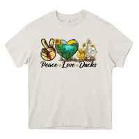 Cream Peace Love Ducks Heavy Core Tee - LillyAllenDesigns