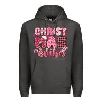 Charcoal Heather christmas vibes pink Premium Hoodie - MaliasSmallBusiness
