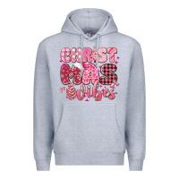 Heather Grey christmas vibes pink Premium Hoodie - MaliasSmallBusiness