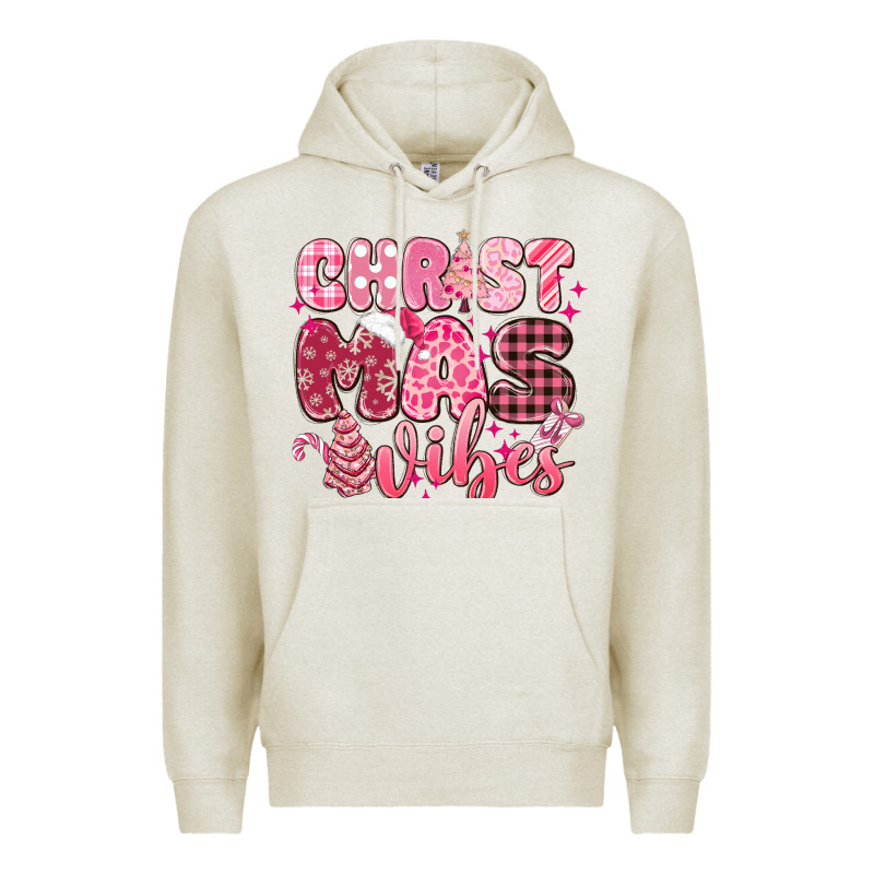 Christmas Vibes Pink Premium Hoodie by MaliasSmallBusiness | Teevron
