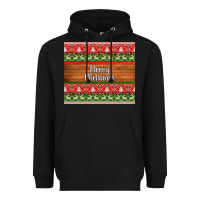 Black merry christmas knitted reindeer pattern Heavyweight Hoodie - Jasminsmagicworld