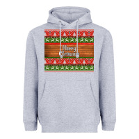 Heather Grey merry christmas knitted reindeer pattern Heavyweight Hoodie - Jasminsmagicworld