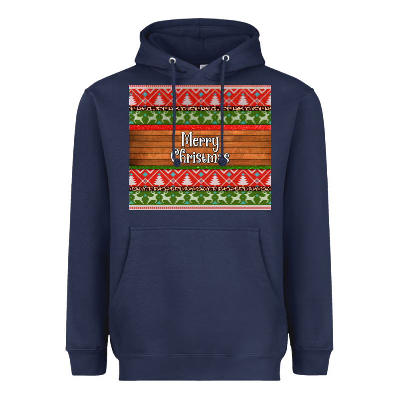 Merry Christmas Knitted Reindeer Pattern Heavyweight Hoodie by Jasminsmagicworld | Teevron