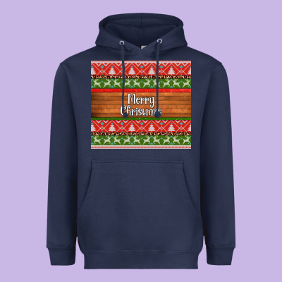 Merry Christmas Knitted Reindeer Pattern Heavyweight Hoodie Designed By Jasminsmagicworld