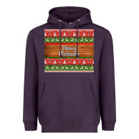 Plum merry christmas knitted reindeer pattern Heavyweight Hoodie - Jasminsmagicworld