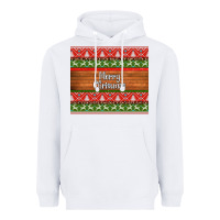 White merry christmas knitted reindeer pattern Heavyweight Hoodie - Jasminsmagicworld
