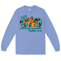 Colony Blue with god all things are possible. cross Long Sleeve Tee - AdoDesignShop